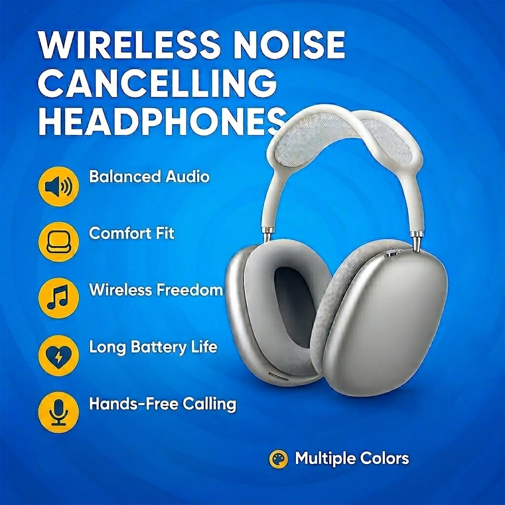 Wireless Noise Cancelling Over-Ear Bluetooth Headphones