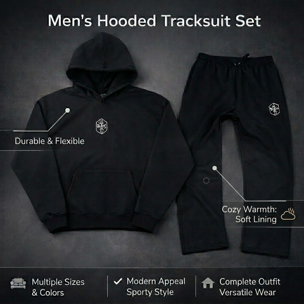 Men's Hooded Full Body Tracksuit Sleepwear Set