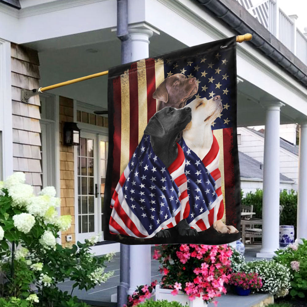 American Patriot Labrador Retriever Flag - Double-Sided Canvas, 2 Sizes