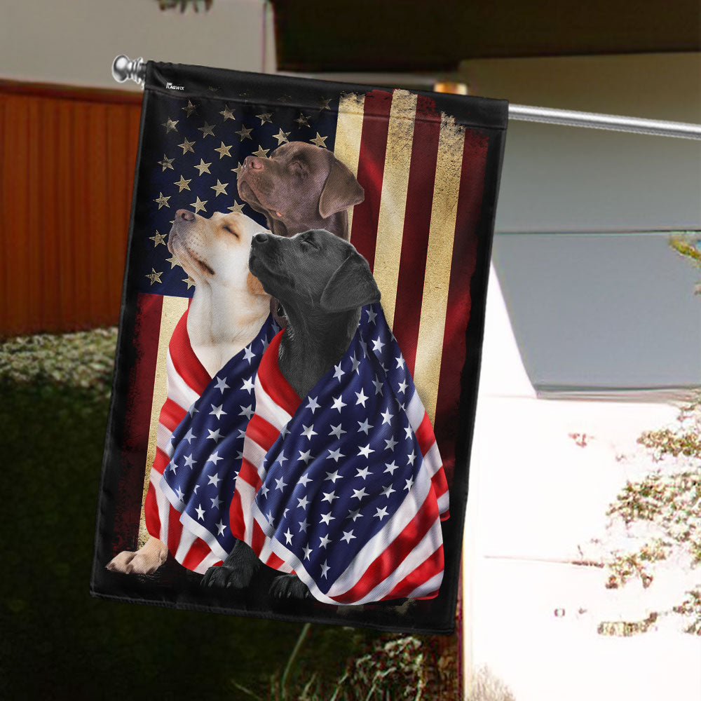 American Patriot Labrador Retriever Flag - Double-Sided Canvas, 2 Sizes