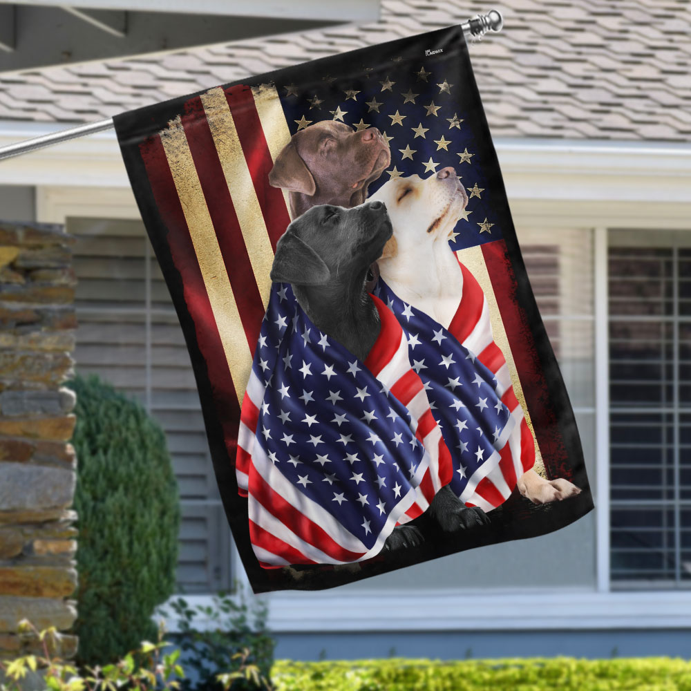 American Patriot Labrador Retriever Flag - Double-Sided Canvas, 2 Sizes