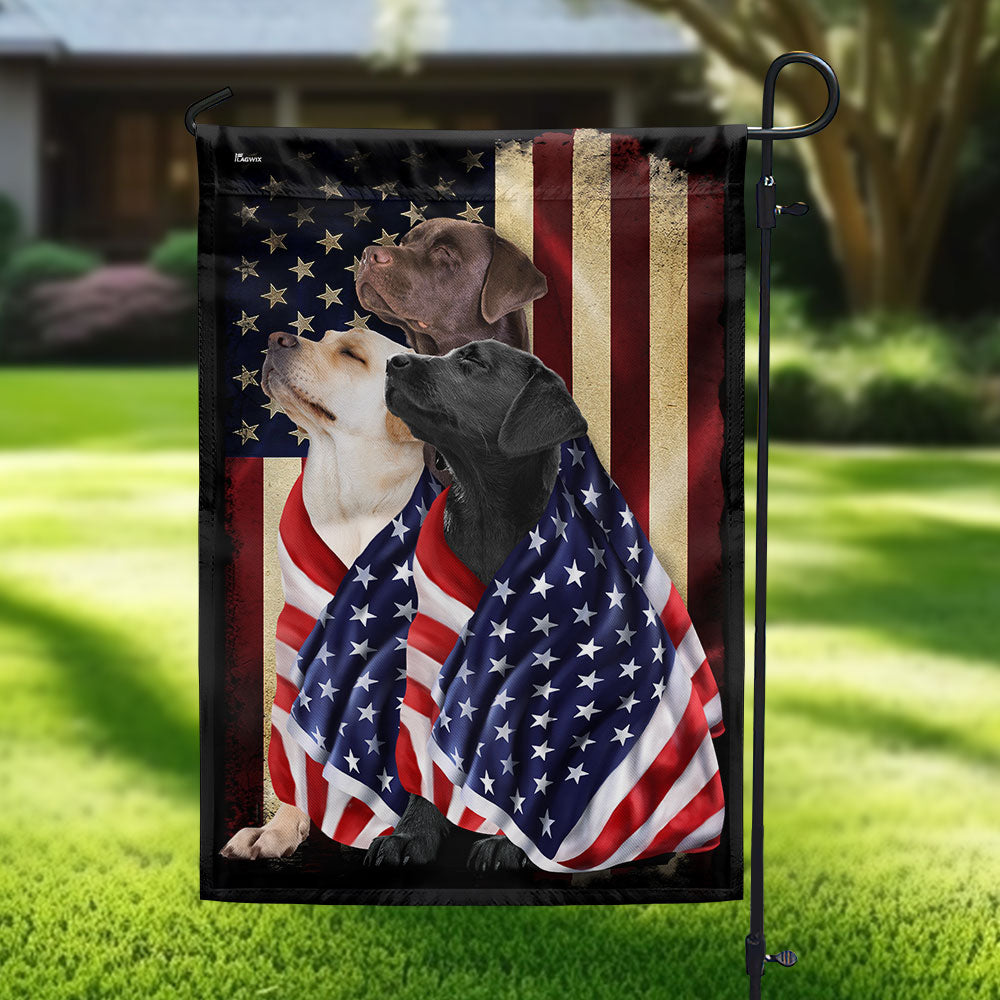 American Patriot Labrador Retriever Flag - Double-Sided Canvas, 2 Sizes
