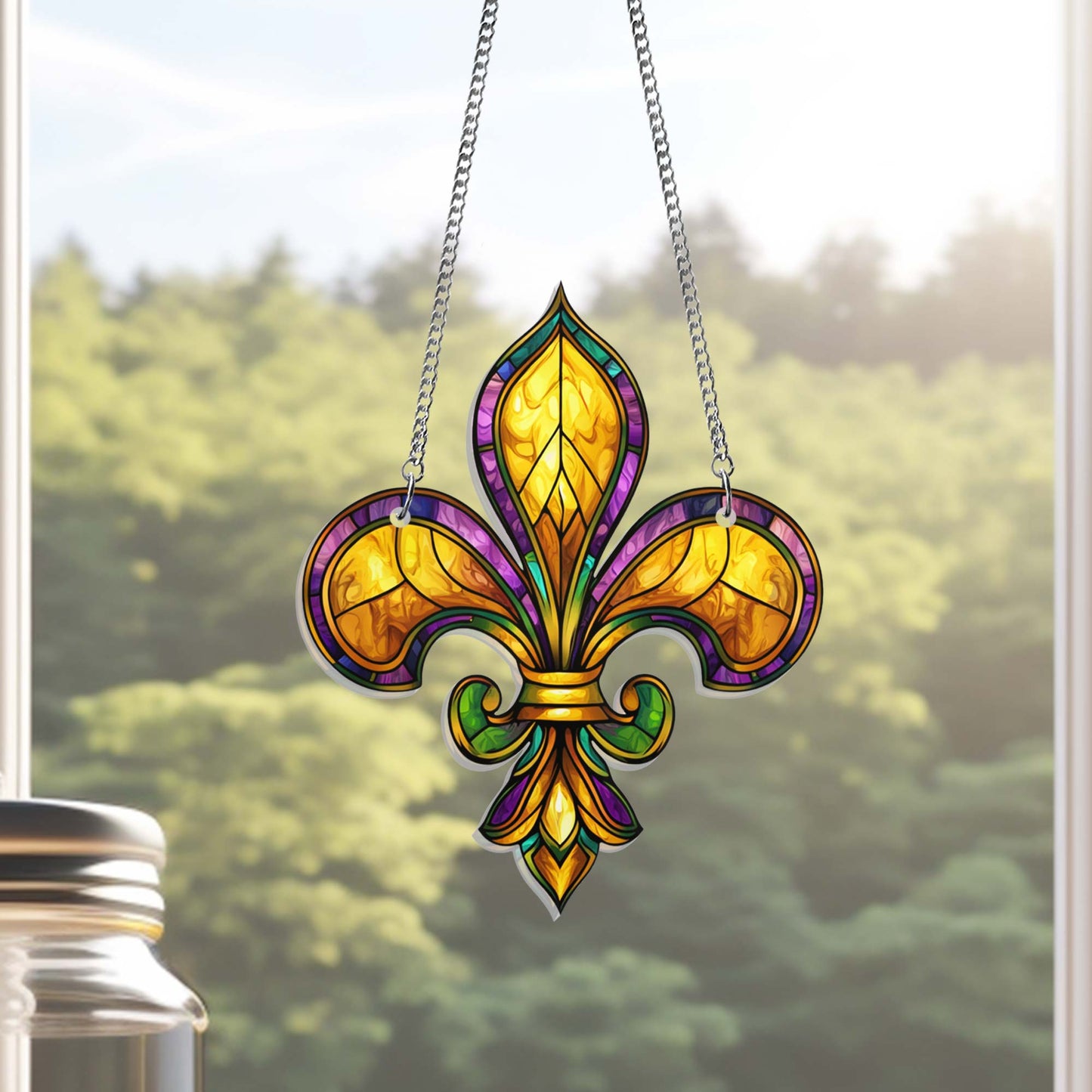 Fleur De Lis Acrylic Suncatcher for Mardi Gras Decor