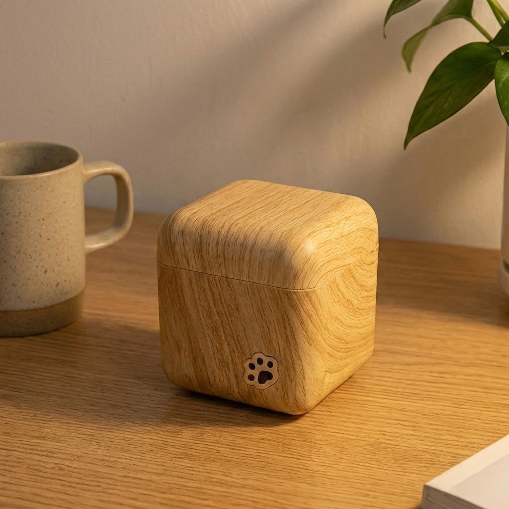 Cute Cat Wooden Night Light Lamp with Remote Control