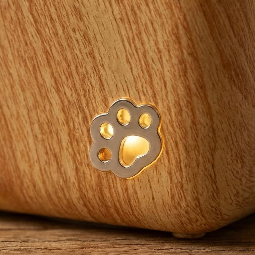Cute Cat Wooden Night Light Lamp with Remote Control