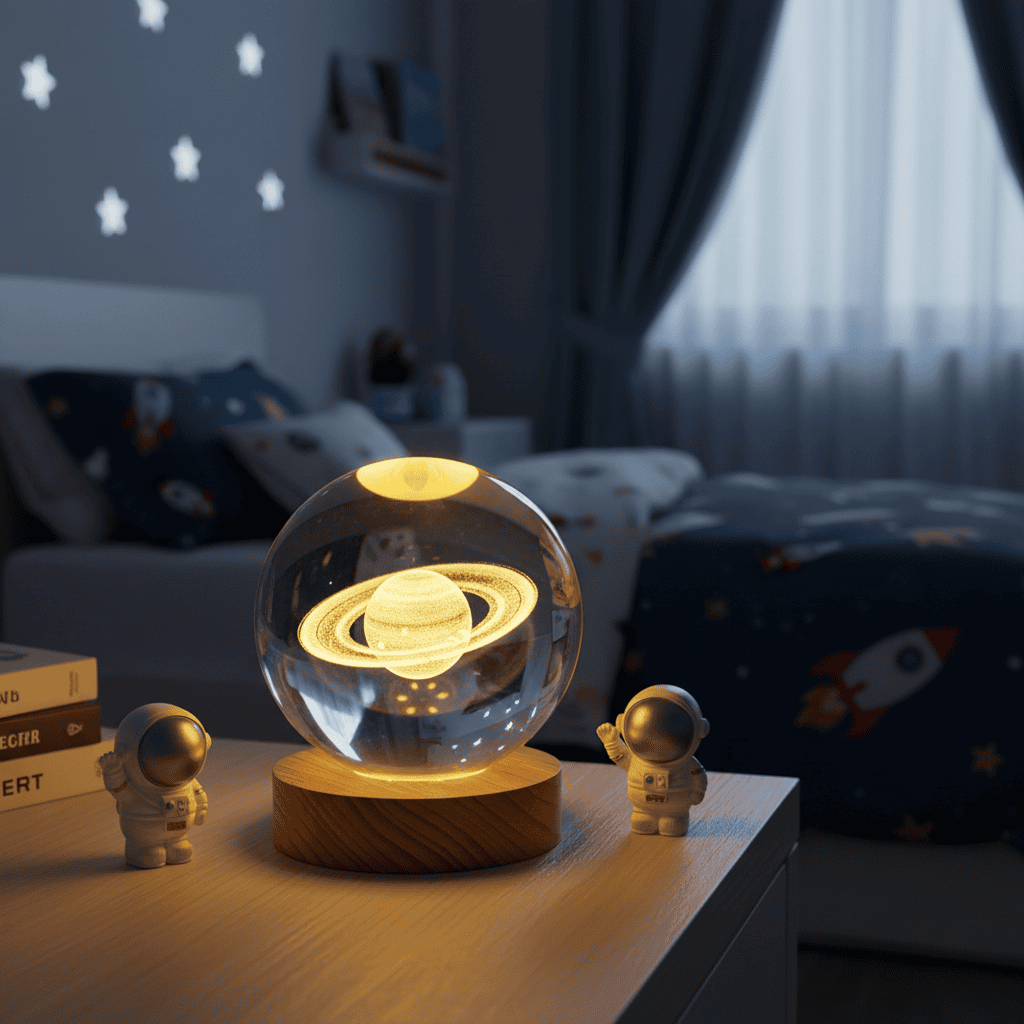 3D LED Night Light with Crystal Design and Customizable Colors