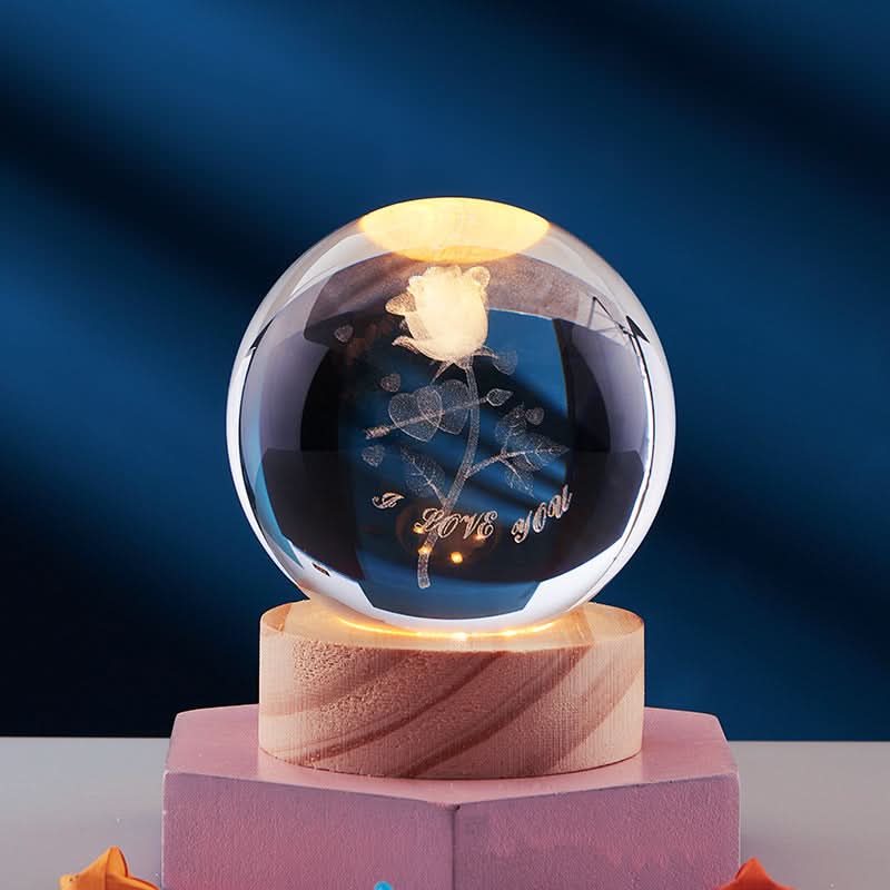 3D LED Night Light with Crystal Design and Customizable Colors