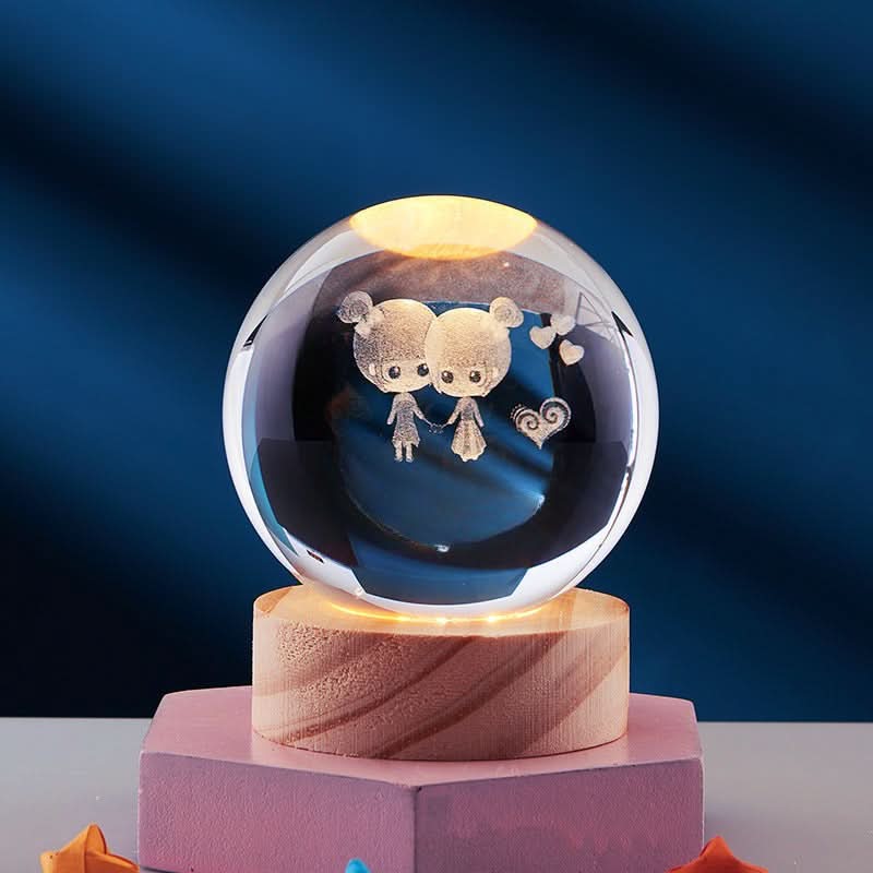 3D LED Night Light with Crystal Design and Customizable Colors