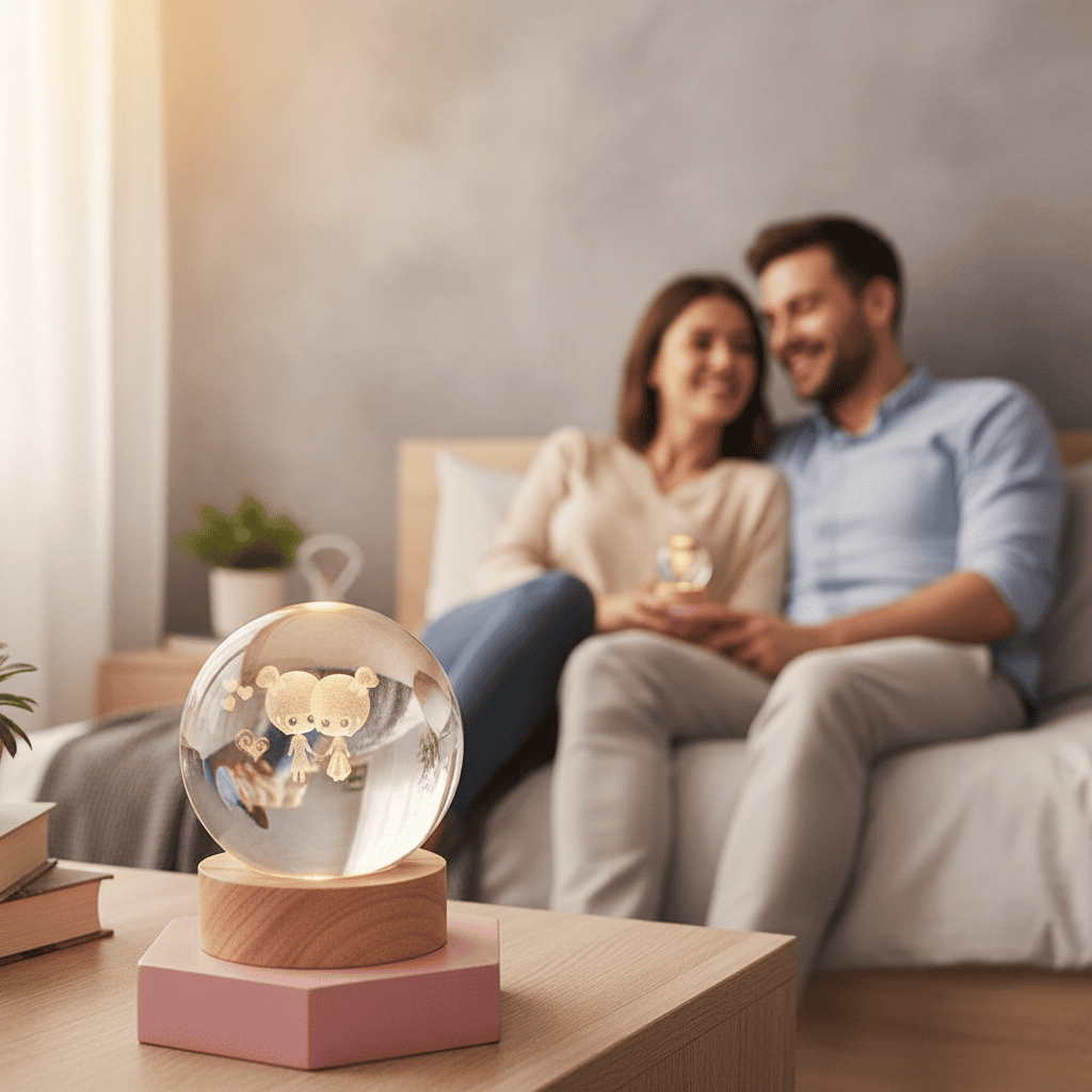 3D LED Night Light with Crystal Design and Customizable Colors