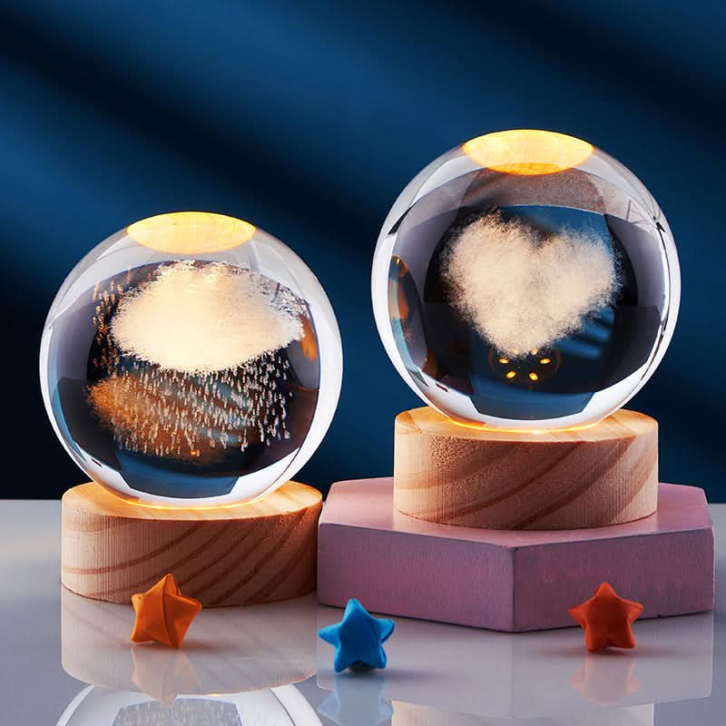 3D LED Night Light with Crystal Design and Customizable Colors