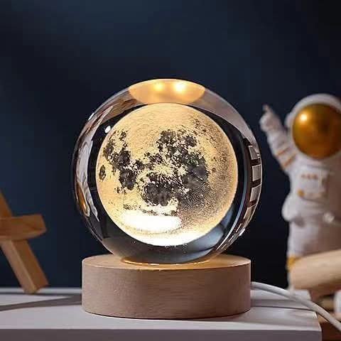 3D LED Night Light with Crystal Design and Customizable Colors