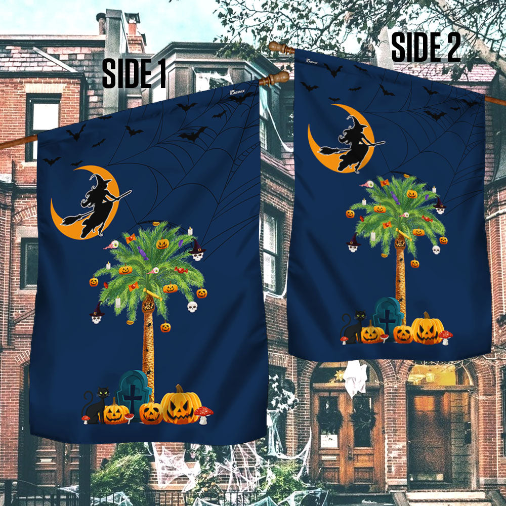 Halloween South Carolina Flag with Pumpkins and Palm Tree