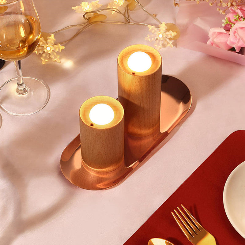 Rechargeable Wooden Candlelight Night Light with Airflow Control