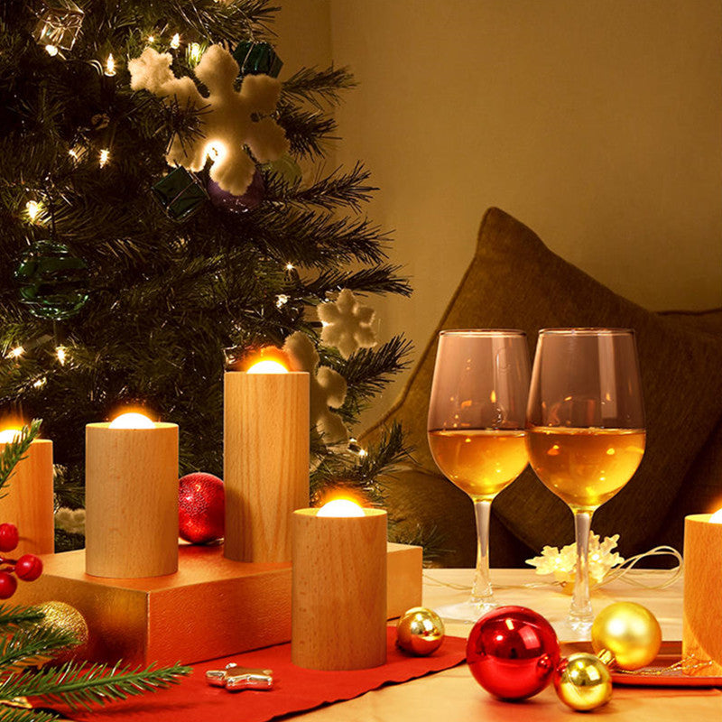 Rechargeable Wooden Candlelight Night Light with Airflow Control