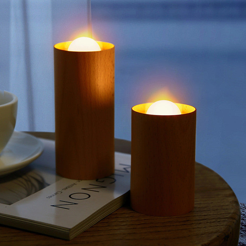 Rechargeable Wooden Candlelight Night Light with Airflow Control