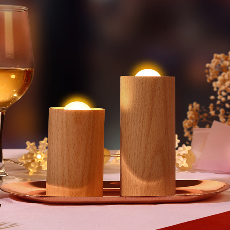 Rechargeable Wooden Candlelight Night Light with Airflow Control