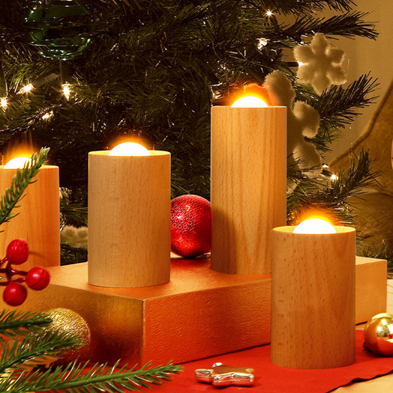 Rechargeable Wooden Candlelight Night Light with Airflow Control