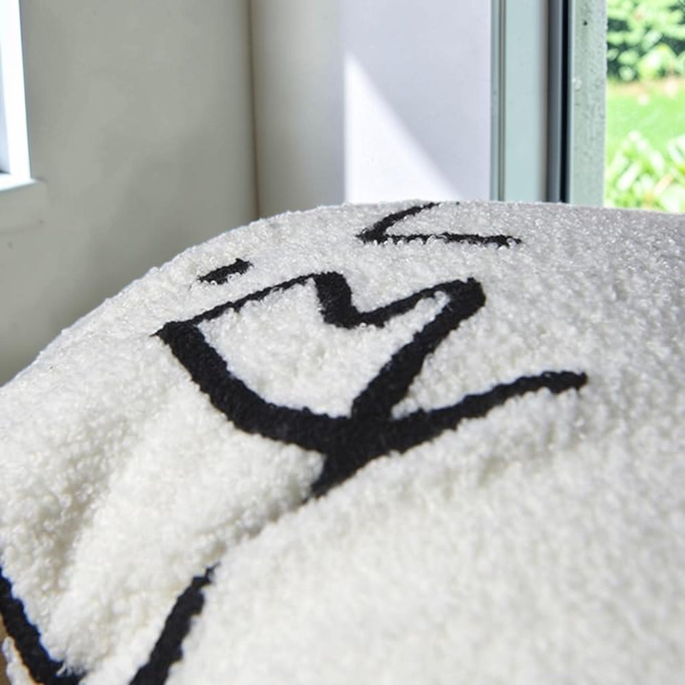 Abstract Face Cushion Cover in Boucle Wool and Microfiber