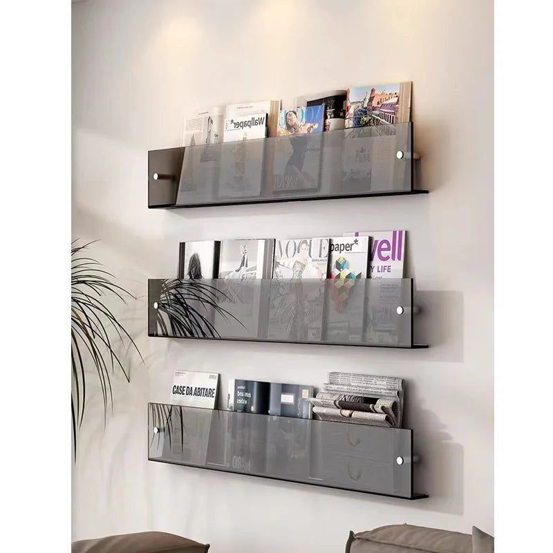 Clear Acrylic Wall Shelf for Magazines and Books