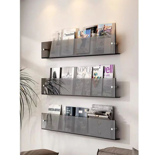 Clear Acrylic Wall Shelf for Magazines and Books