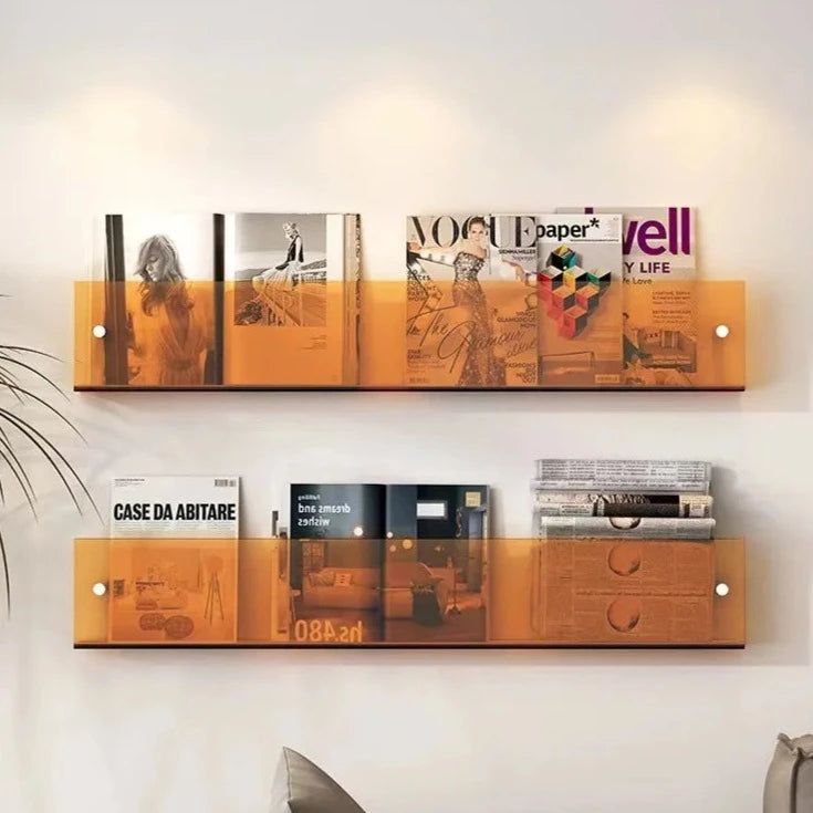 Clear Acrylic Wall Shelf for Magazines and Books