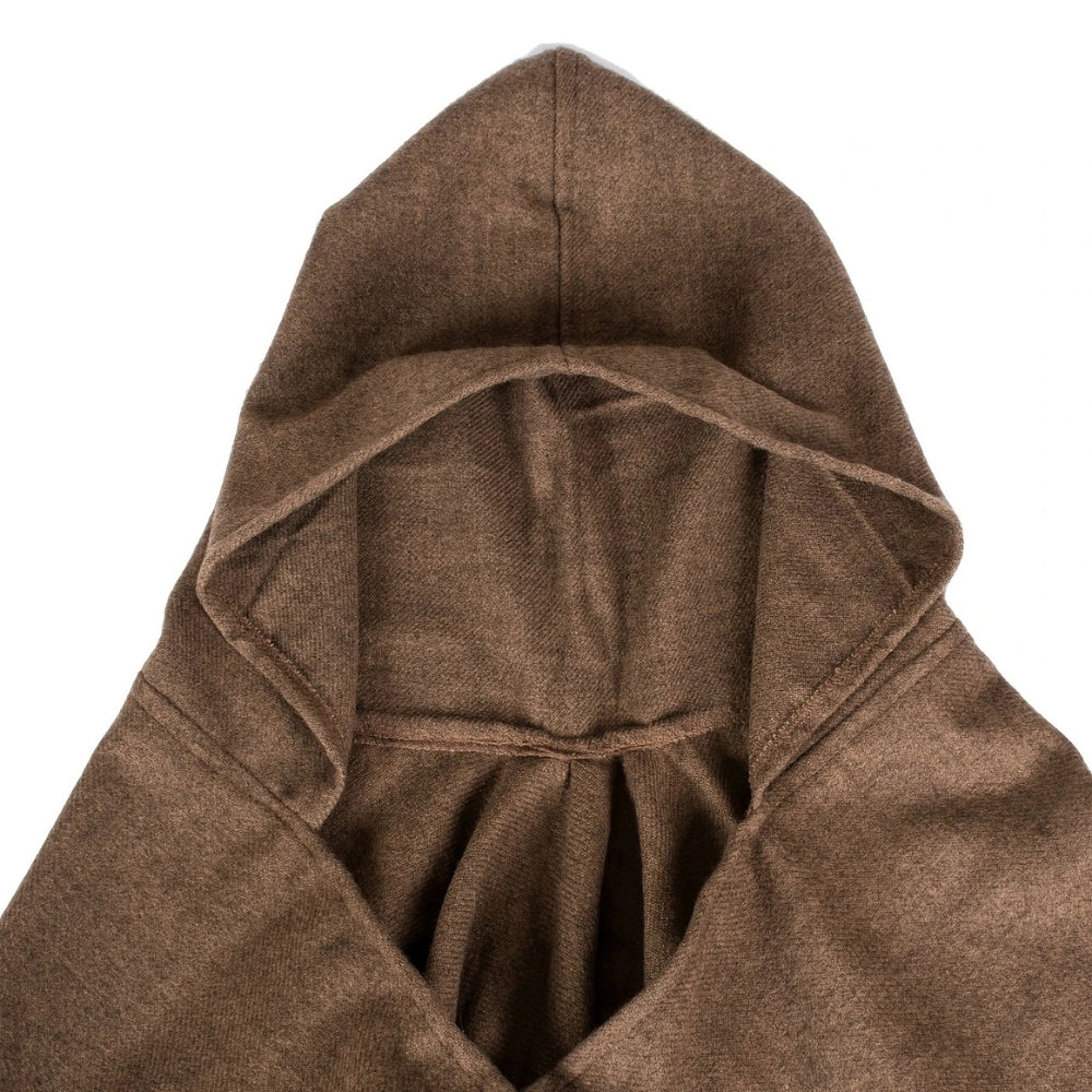 Oversized Hooded Striped Acrylic Poncho Shawl with Tassels