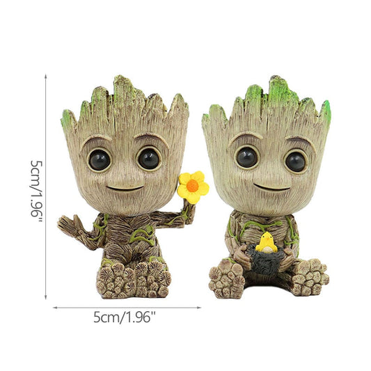 Miniature Groot Figure - Playful Resin Office Decor