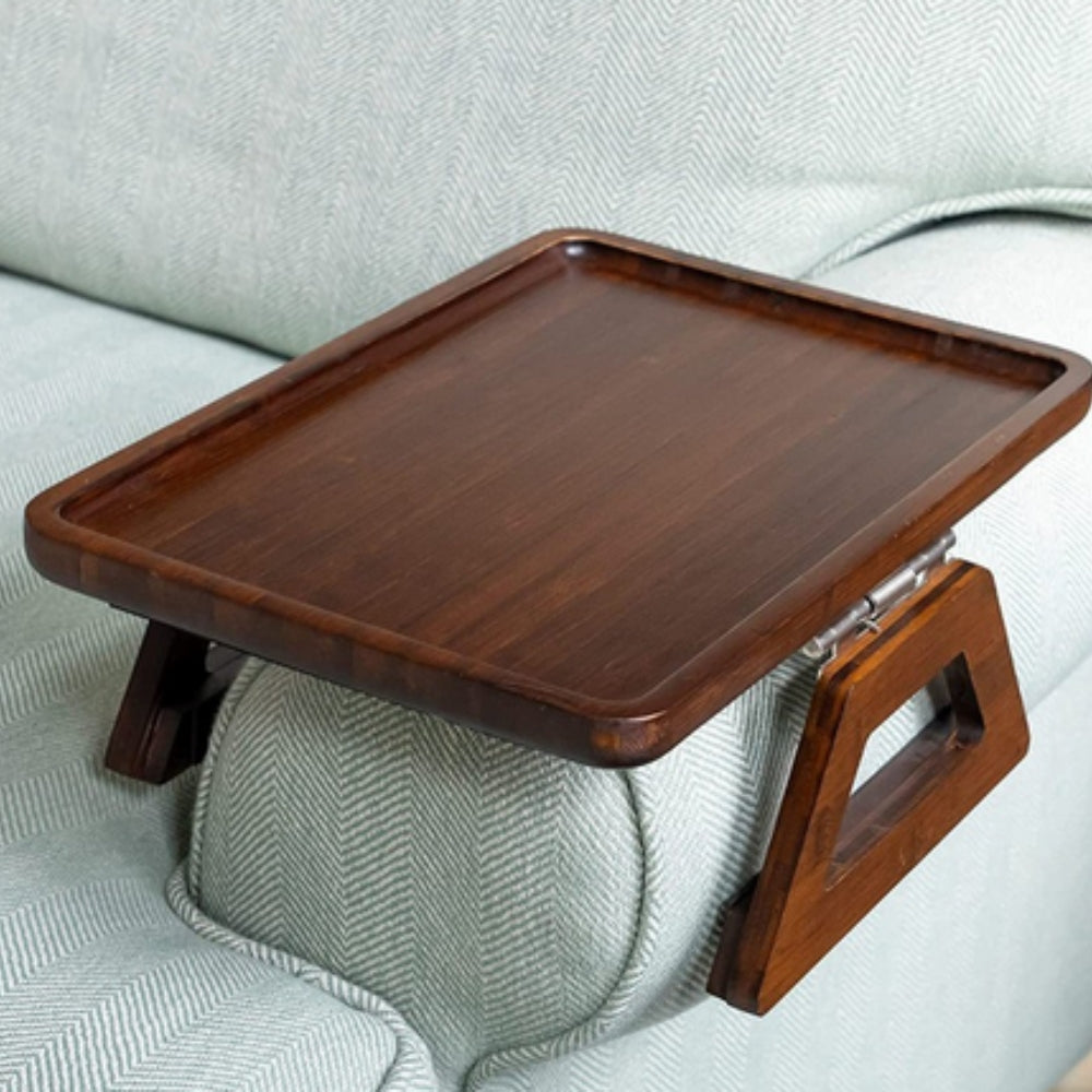 Adjustable Bamboo Clip-On Tray Table for Sofa