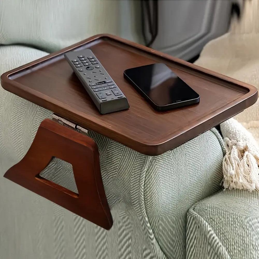 Adjustable Bamboo Clip-On Tray Table for Sofa