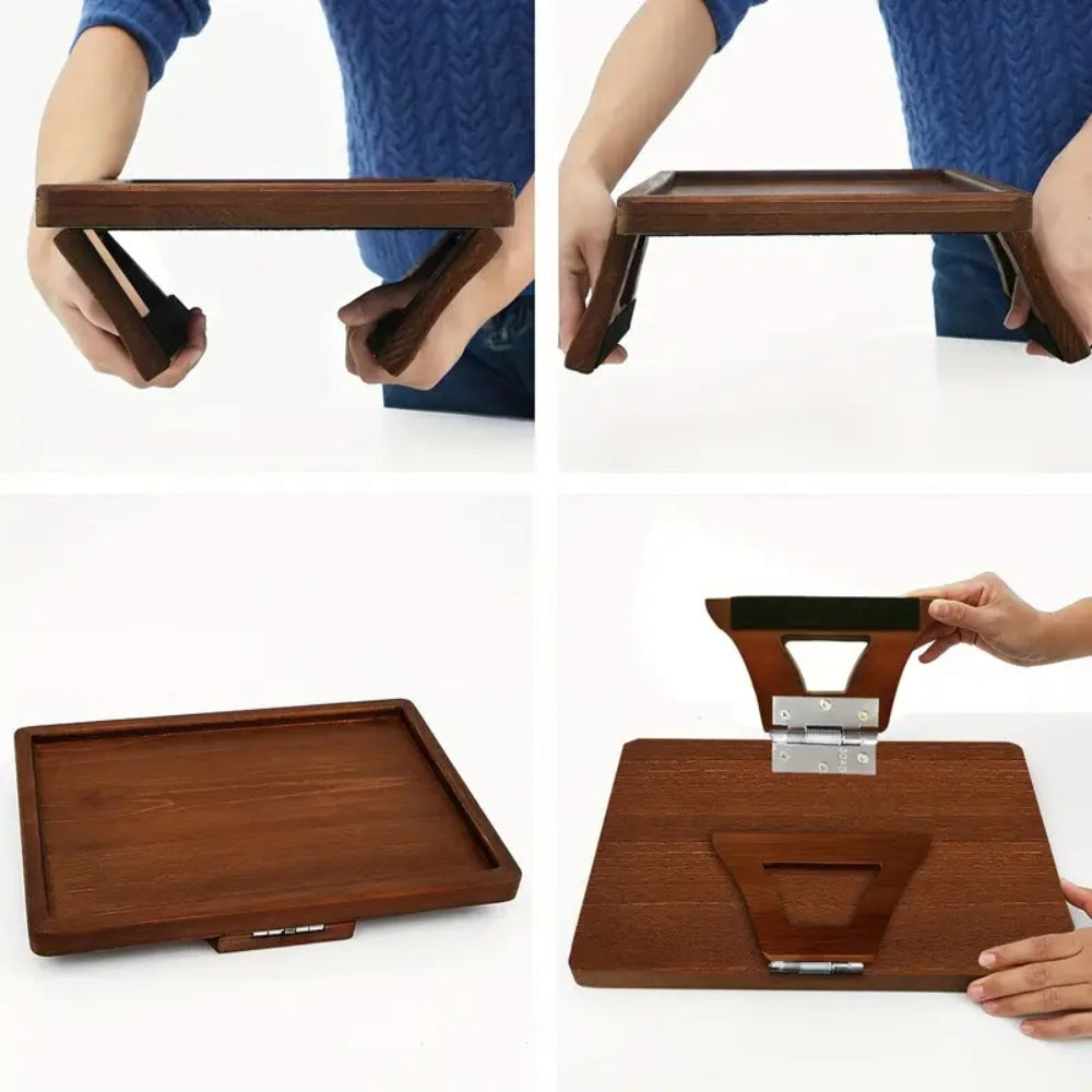 Adjustable Bamboo Clip-On Tray Table for Sofa