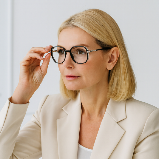 Lightweight Metal Frame Reading Glasses with Blue Light Filter and UV Protection