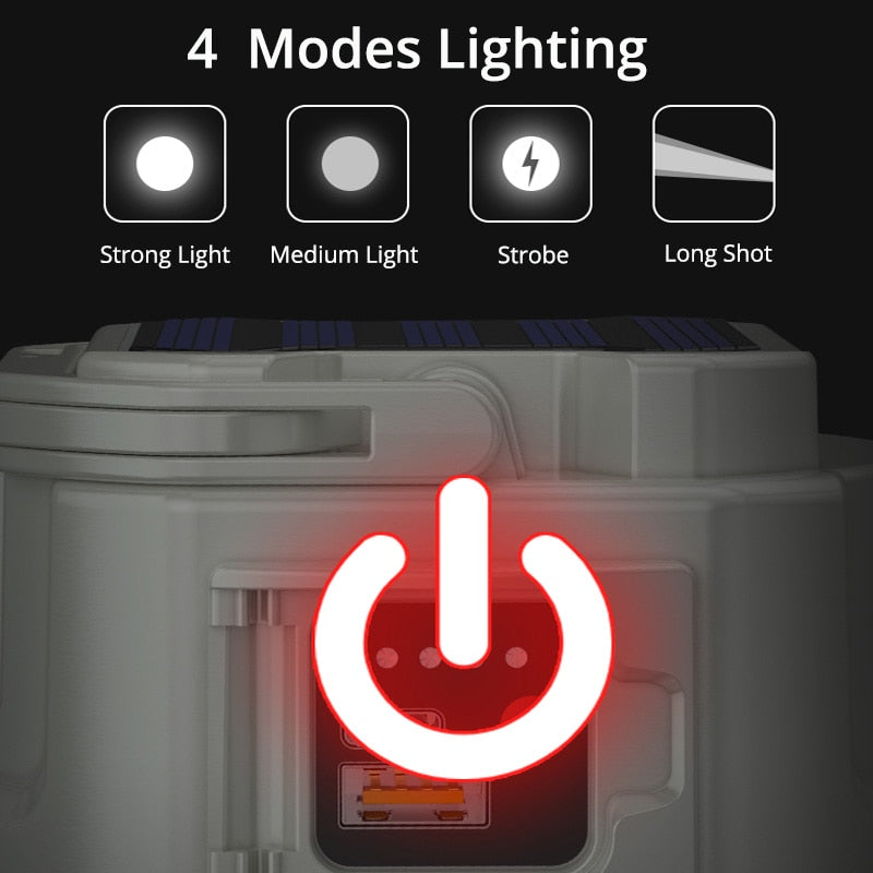 Solar LED Rechargeable Camping Lantern with USB Charging