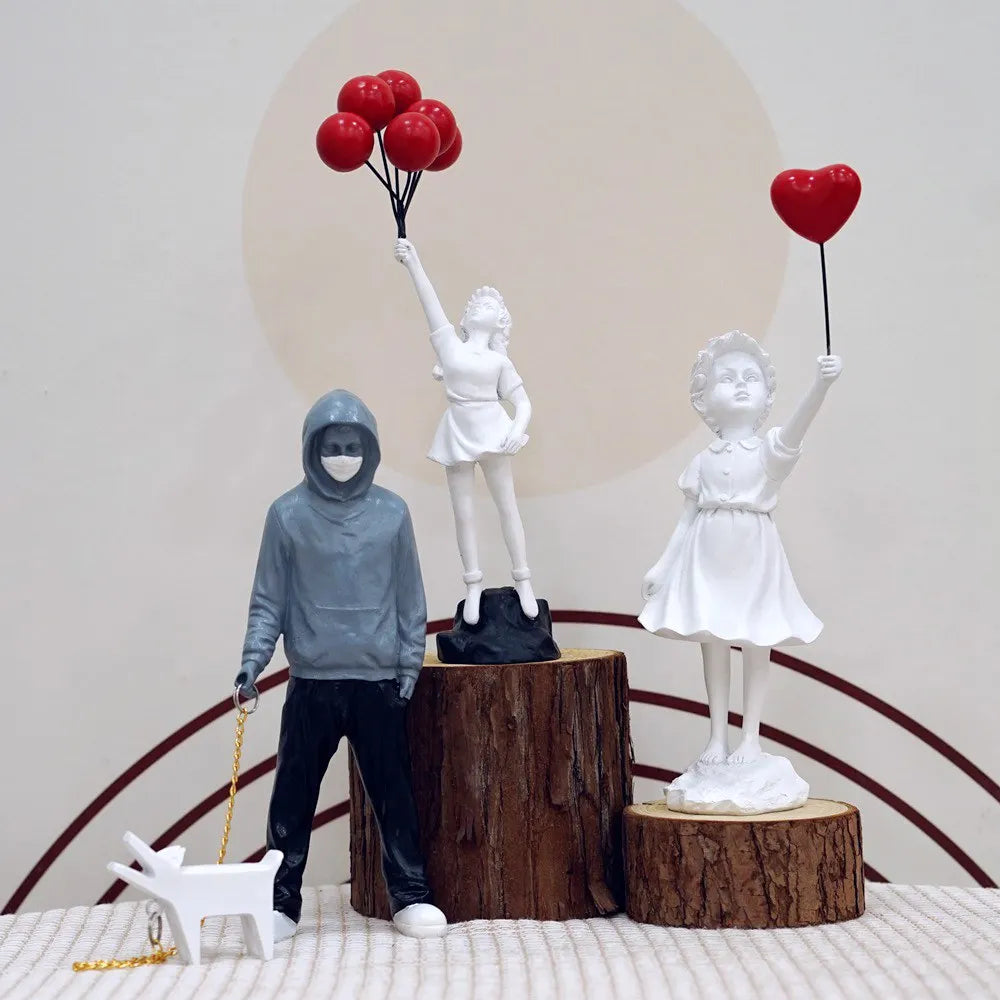 Banksy Flower Thrower Resin Sculpture Handcrafted Pop Art Figurine