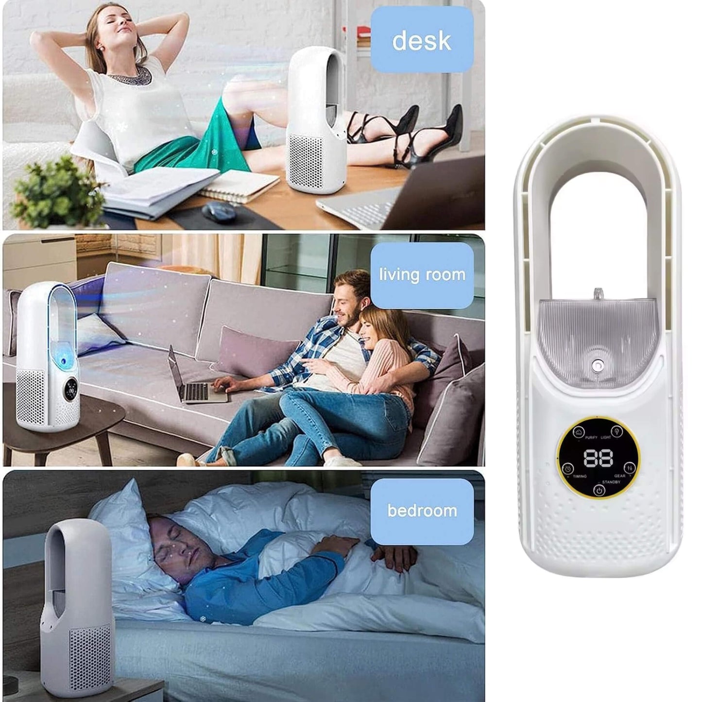 Silent Bladeless Portable Air Conditioner: Ergonomic Design for Home and Office Use