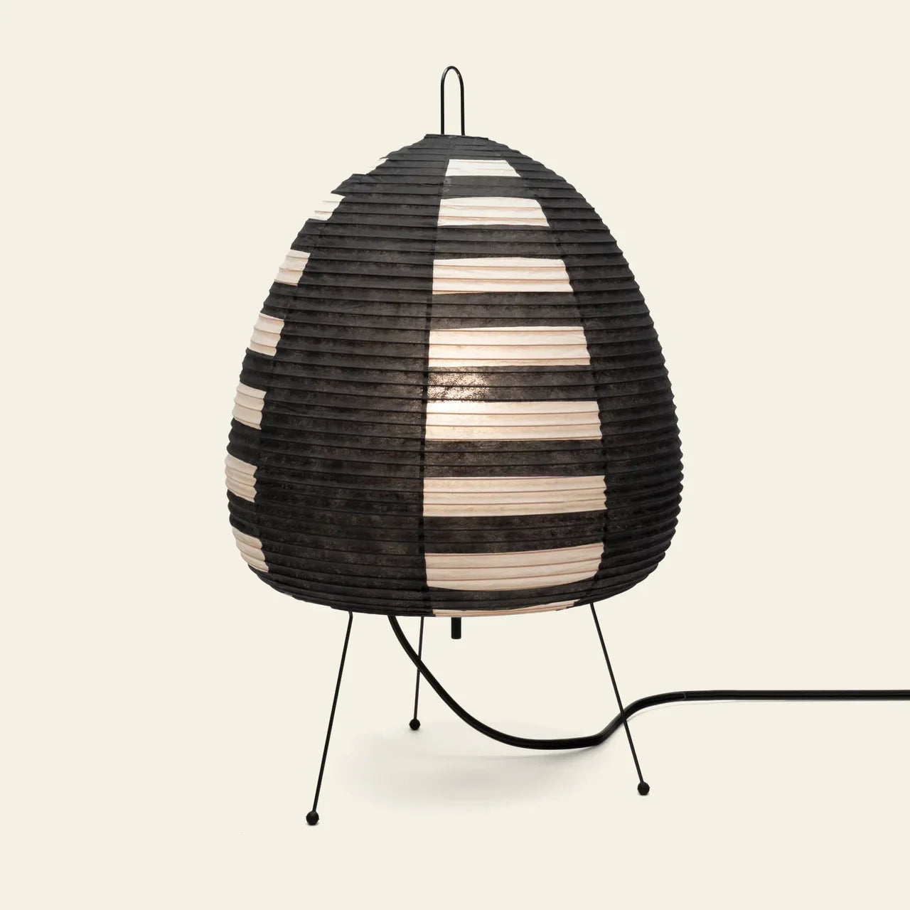 Japanese Rice Paper Table Lamp with Iron Base