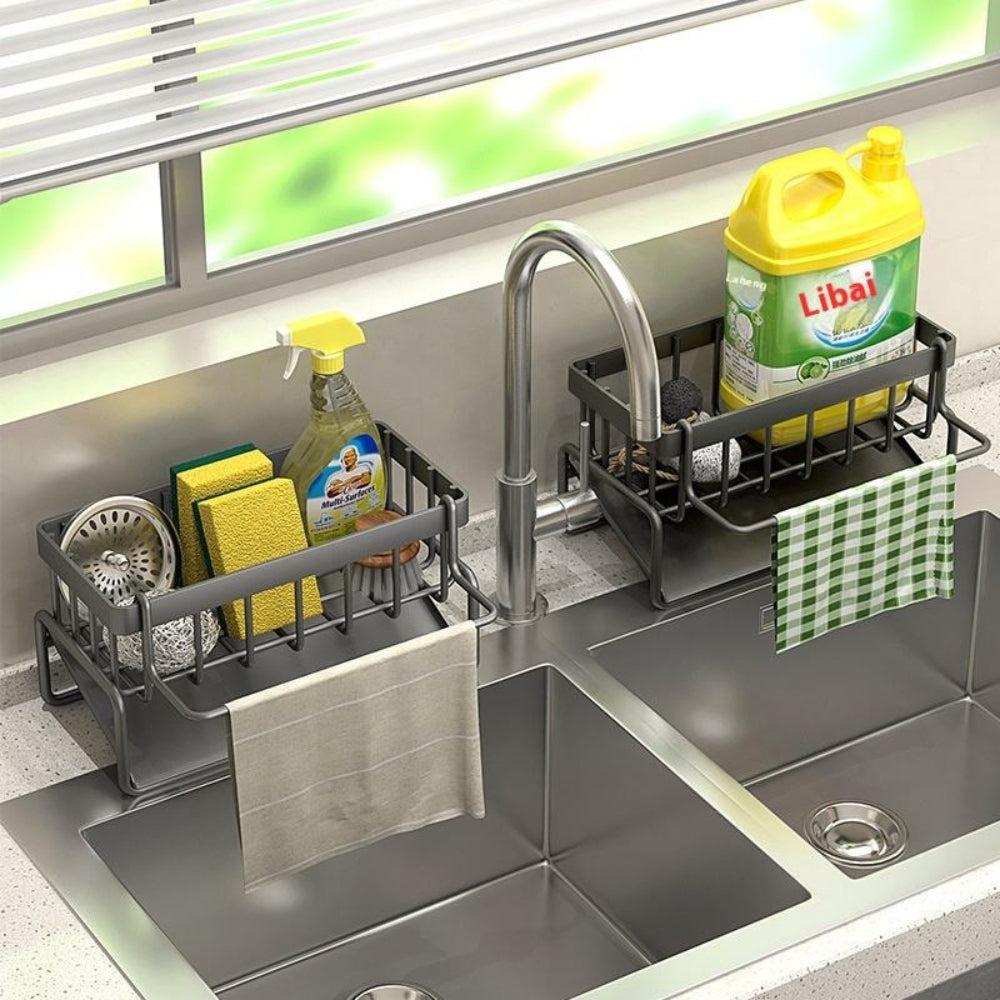 Self-Draining Carbon Steel Sponge and Cloth Rack