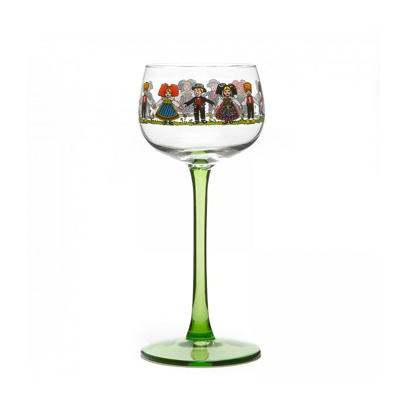 Alsace Hand-Painted Folk Dancer Wine Glass