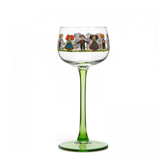 Alsace Hand-Painted Folk Dancer Wine Glass