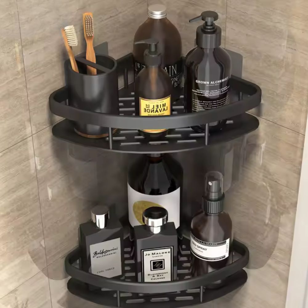 Stainless Steel Corner Shower Organizer with Multi-Level Storage