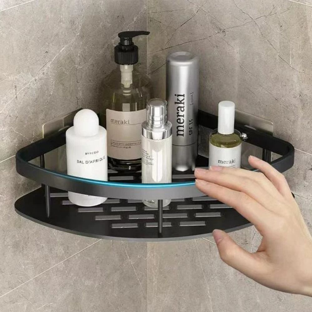 Curved Aluminium Shower Caddy with Removable Hook