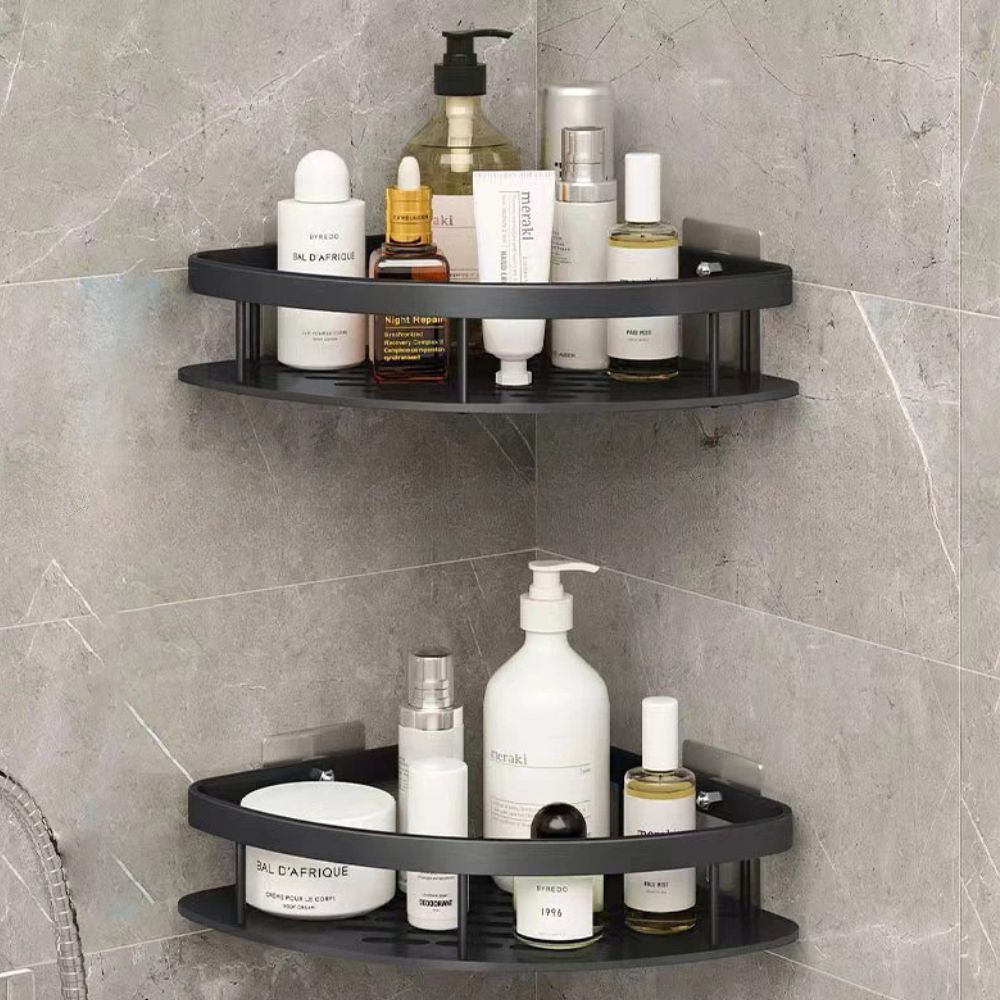 Curved Aluminium Shower Caddy with Removable Hook
