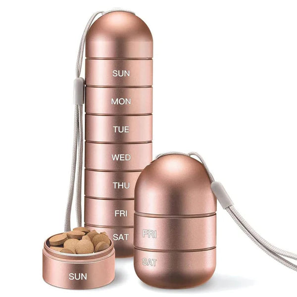 Aluminum 7-Day Travel Pill Organizer with Waterproof Design