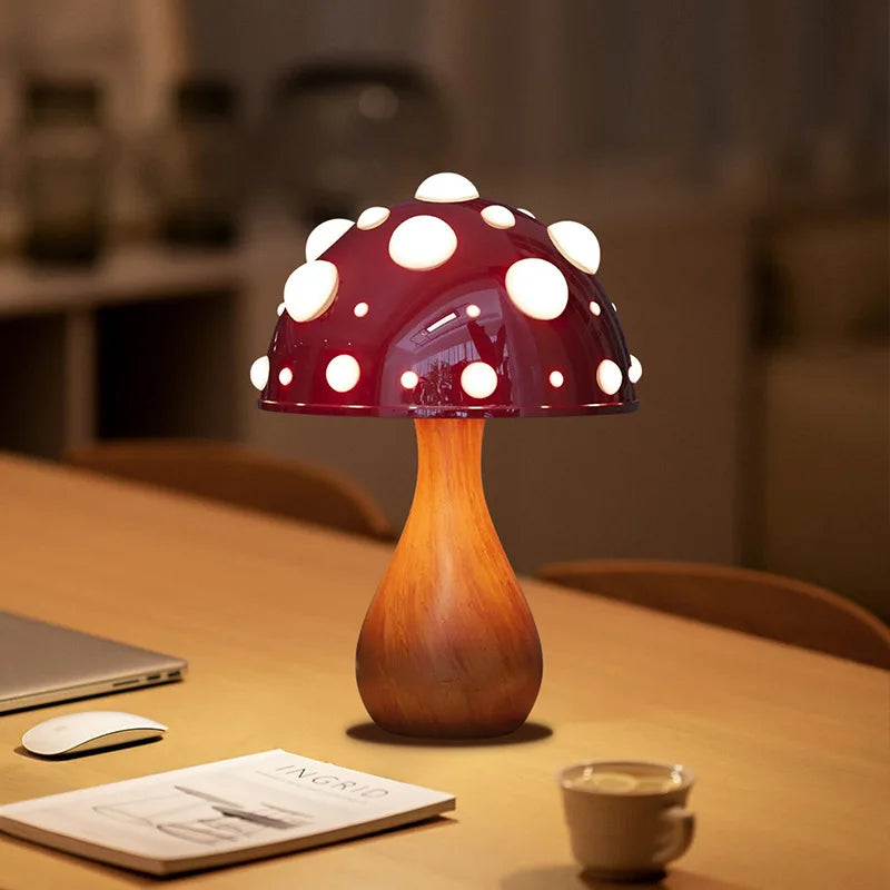 Retro Mushroom LED Table Lamp for Cozy Indoor Lighting
