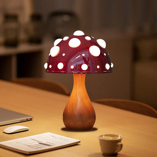 Retro Mushroom LED Table Lamp for Cozy Indoor Lighting