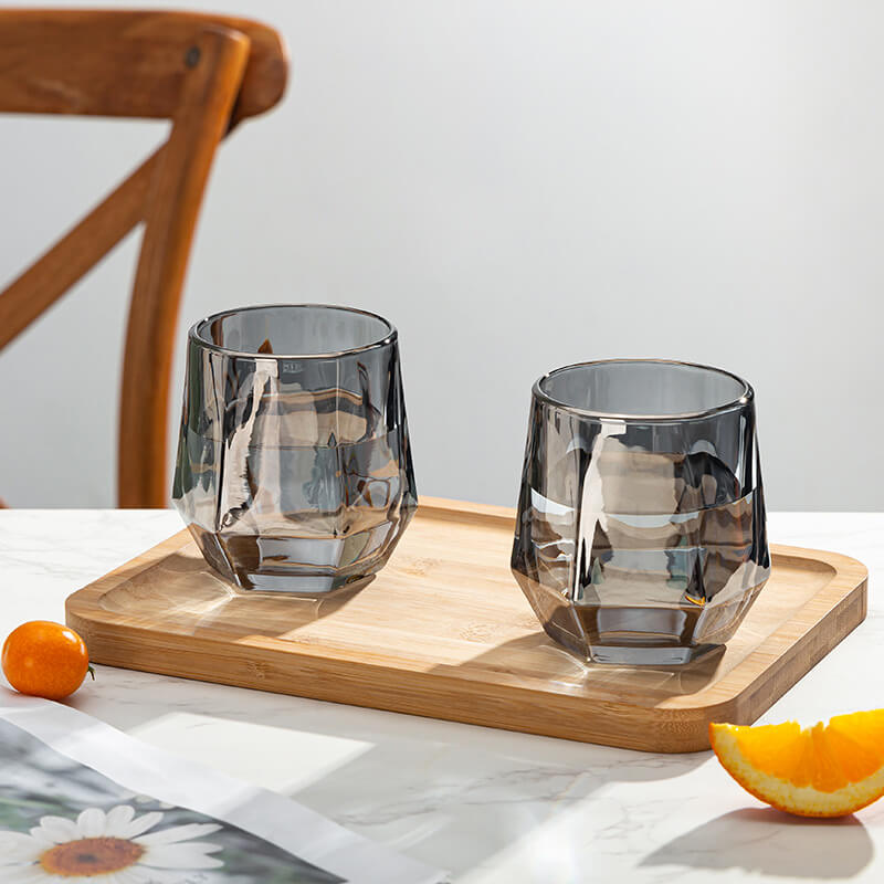 Amber Hexagonal Glass Cup - 280ml