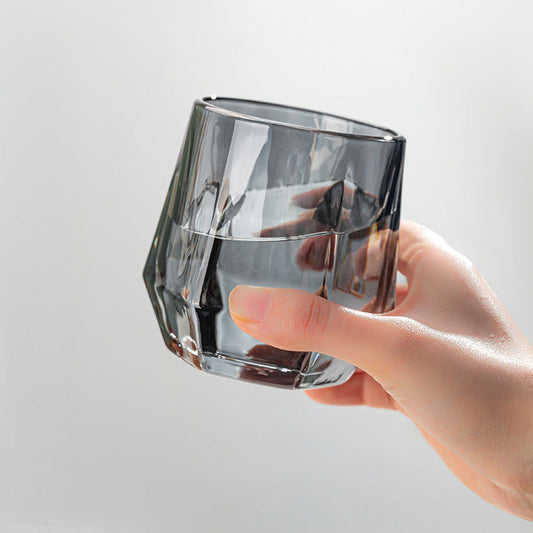 Amber Hexagonal Glass Cup for Juices and Beverages