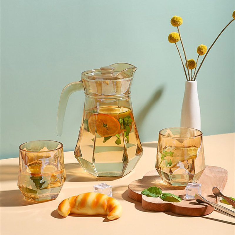 Amber Hexagonal Glass Cup 280ml