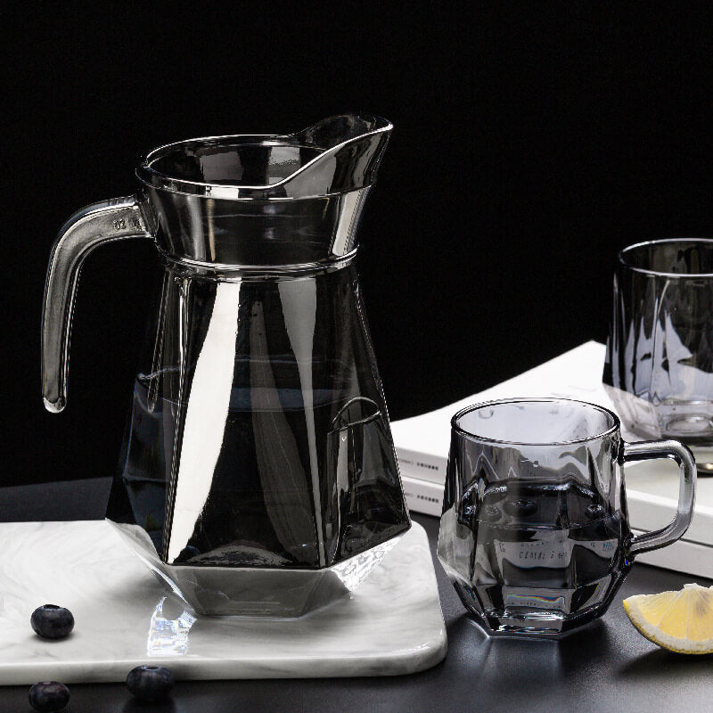 Amber Hexagonal Glass Cup 280ml