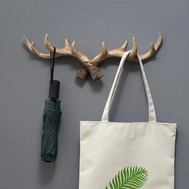 Antler-Shaped Wall Hanger with Rustic Design for Jackets and Accessories