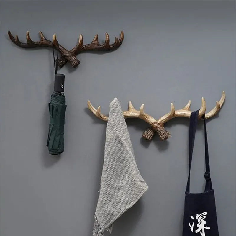 Antler-Shaped Wall Hanger with Rustic Design for Jackets and Accessories